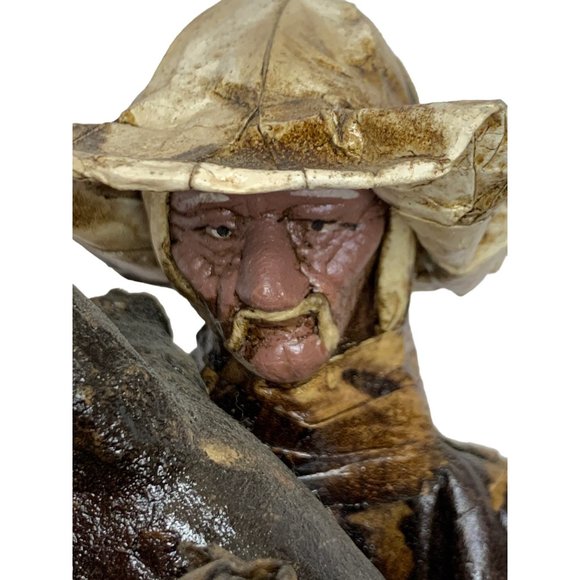 Vintage Pair Mexican Folk Art Paper Mache Sitting Holding Pig Handmade - Picture 3 of 12